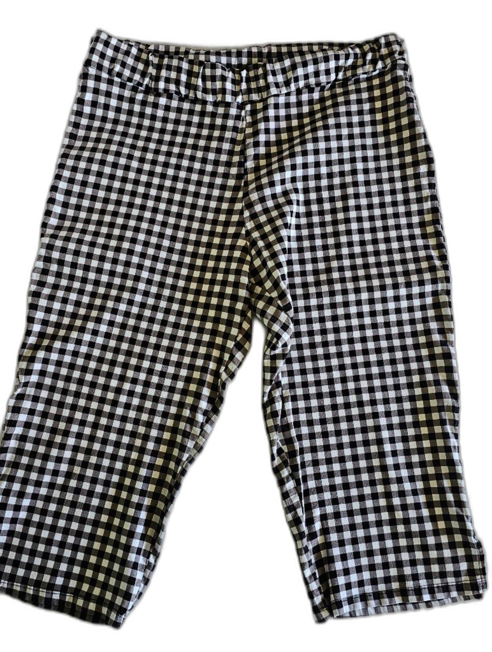 Espresso Black & White Gingham Stretchy Pull On Capri Pants sz 1X
